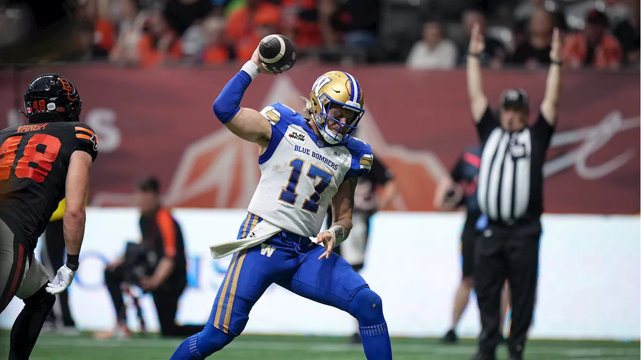 Blue Bombers spoil Rourke's CFL return, hand Lions fourth straight loss