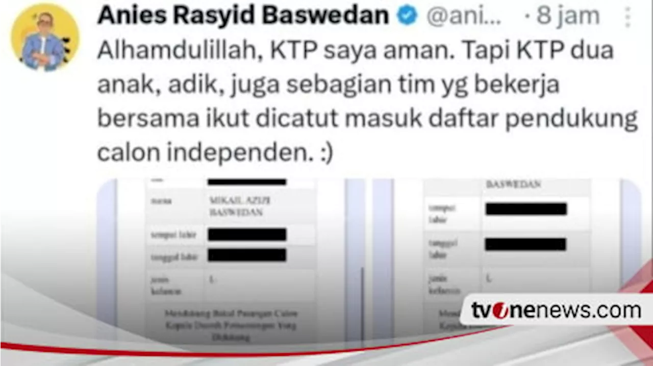 Bawaslu DKI Jakarta Catat 253 Laporan Pencatutan NIK Dukung Pasangan Indipenden Dharma-Kun di Pilkada