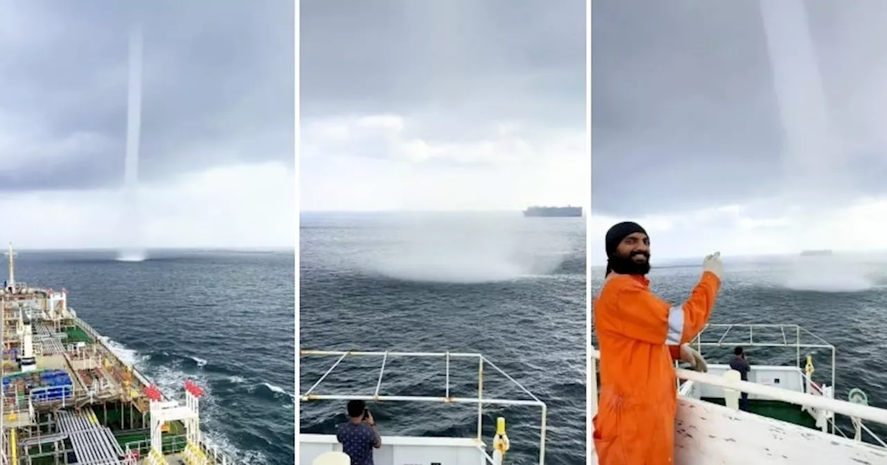 'Majestic & terrifying at the same time!' - Indonesian Man Records Rare Waterspout Formation at Sea