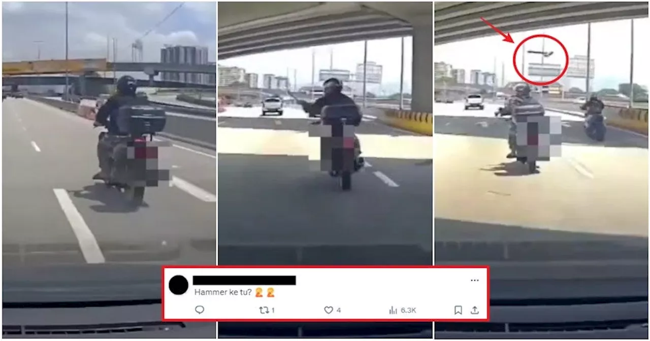 WATCH: Motorcyclist Dangerously Tosses Hammer in Front of Moving Car in the Middle of DUKE Highway