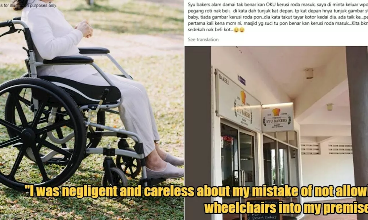 'We fear there's poop on the wheels' - Cheras Bakery Apologises for Asking Customer in Wheelchair to Leave