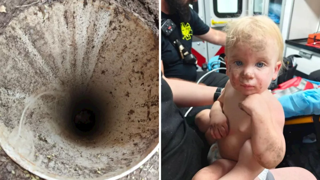 ‘Just complete helplessness’: Toddler rescued after falling into 3m pipe in United States