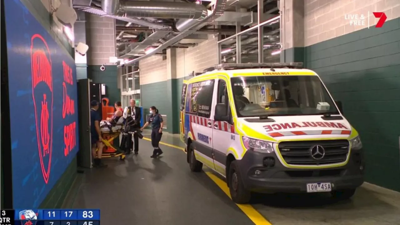 Melbourne defender Steven May taken to hospital after collision during loss to Western Bulldogs