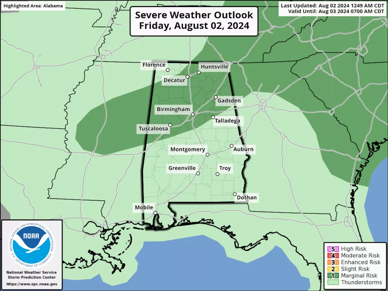 Isolated severe storms possible in Alabama Friday