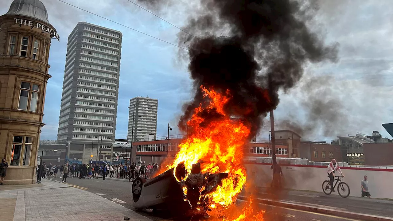 Protesters let off flares in Sunderland amid fears of fresh riot wave