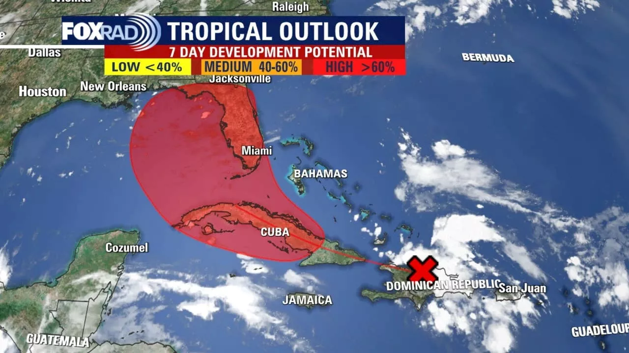 Invest 97L in Atlantic has chance of development in Gulf of Mexico