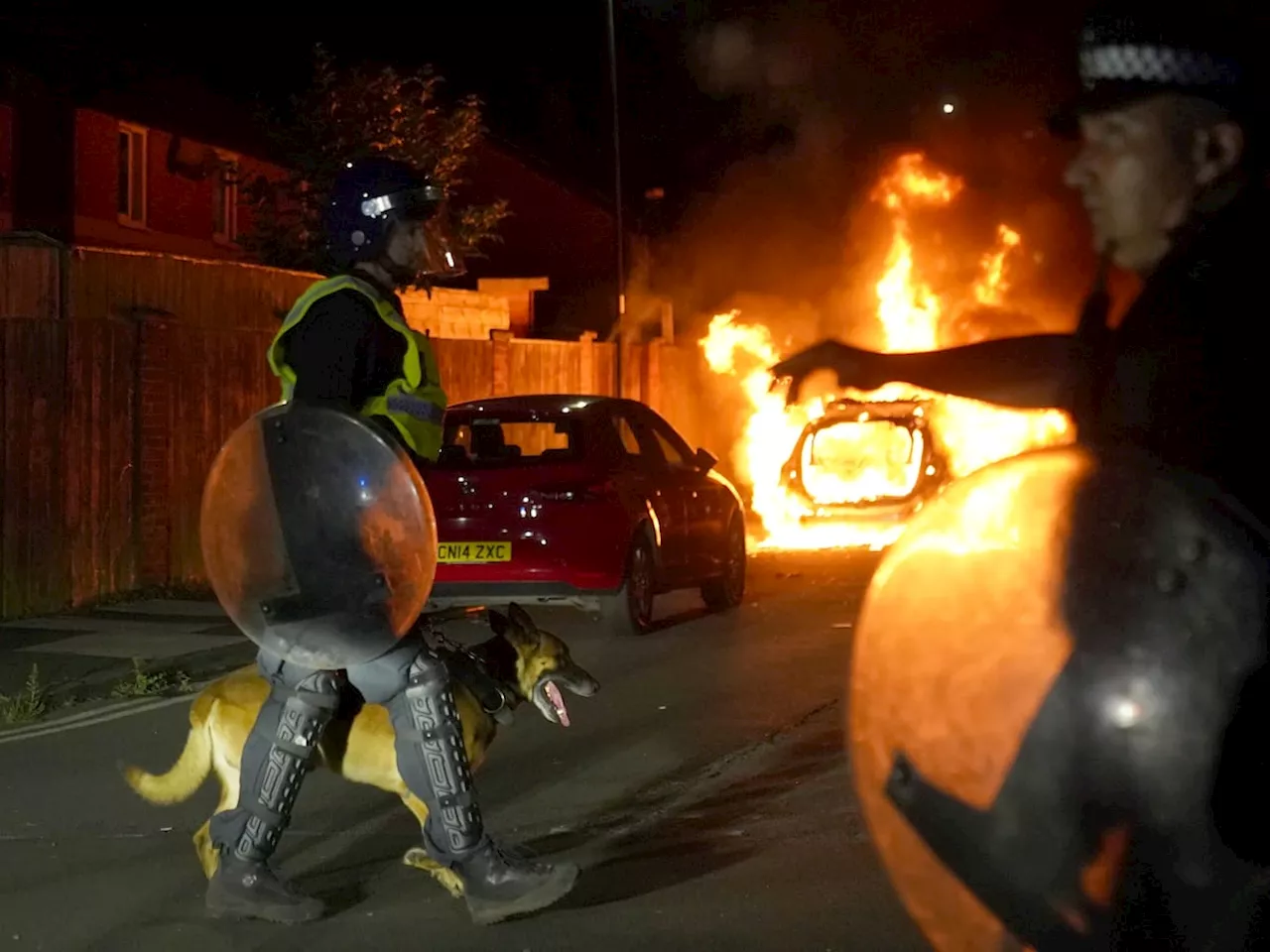 Boy, 11, held after police vehicle set alight in violent protest in Hartlepool