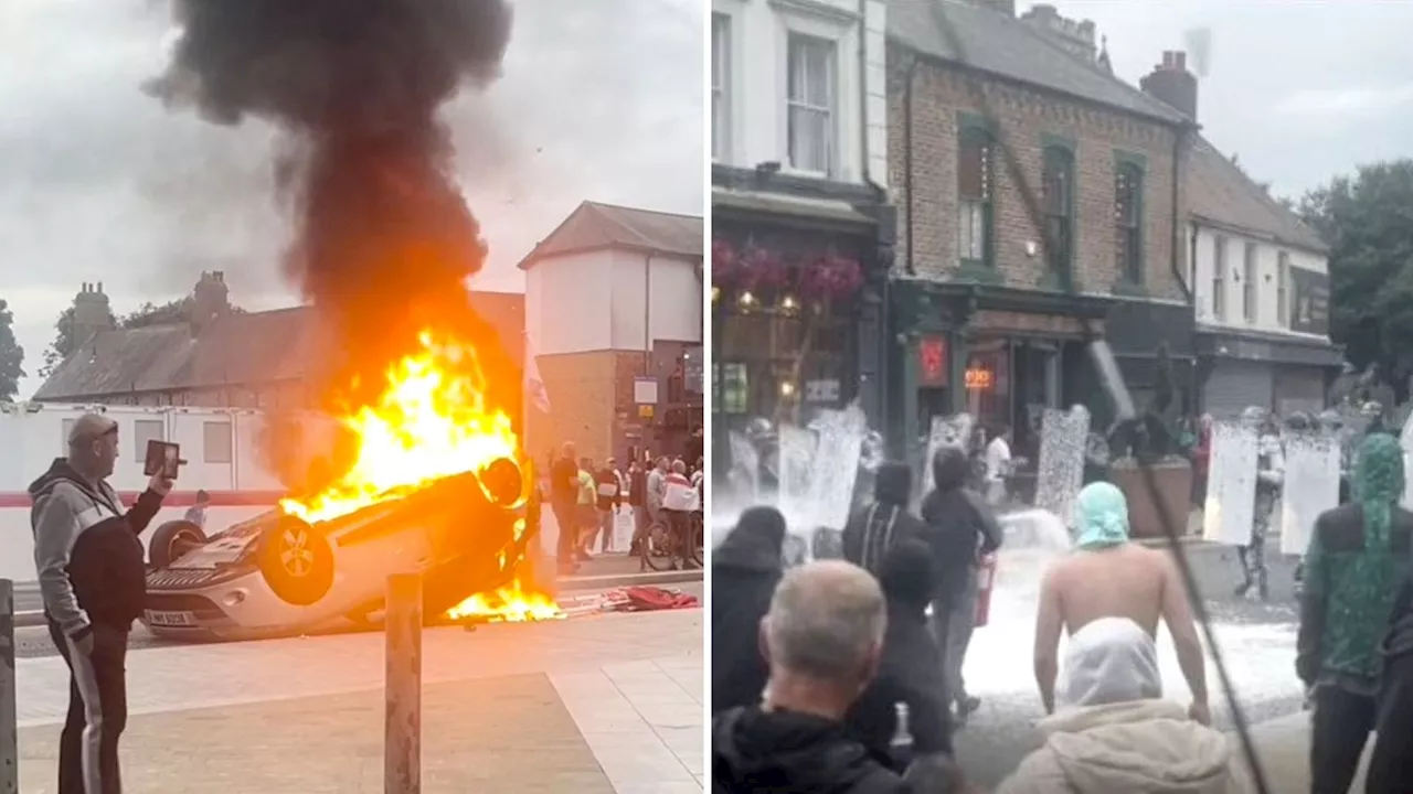 Riots in Sunderland as police face 'serious violence' after hundreds marched on city centre