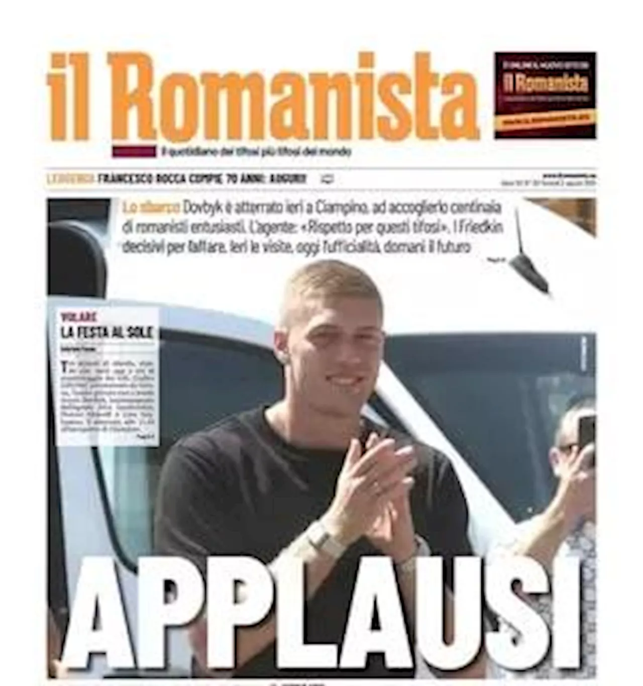 Il Romanista apre sull'attacco della Roma: 'Applausi Dovbyk, Abraham apre al Milan'