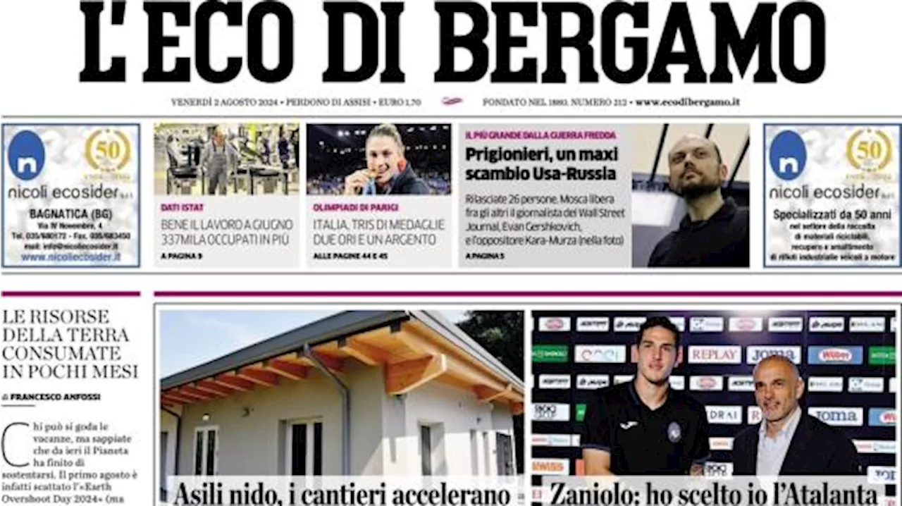 L'Eco di Bergamo apre sulle dichiarazioni di Zaniolo: 'Ho scelto io l'Atalanta'