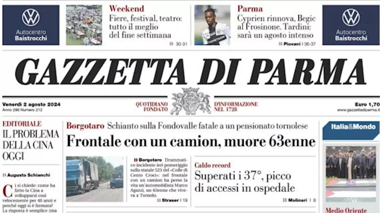 La prima della Gazzetta di Parma recita: 'Cyprien rinnova, Begic al Frosinone'