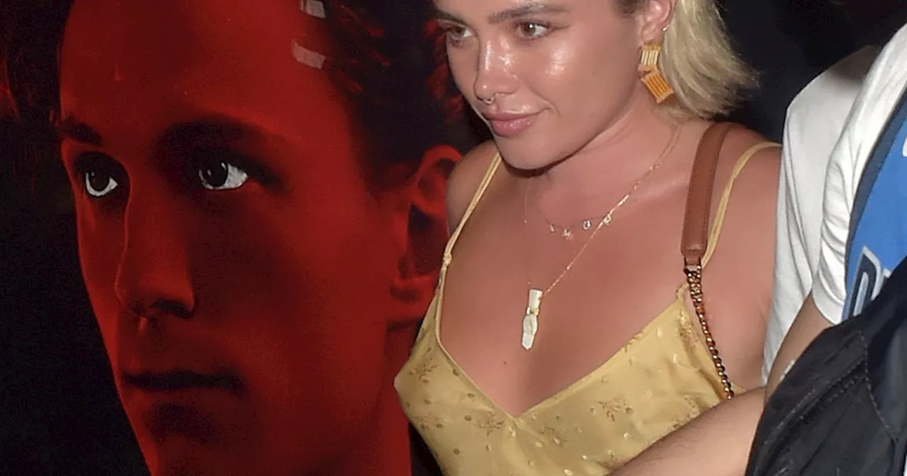 Florence Pugh Supports Tom Holland In a Braless Theater Slip & Lace-Up Heels