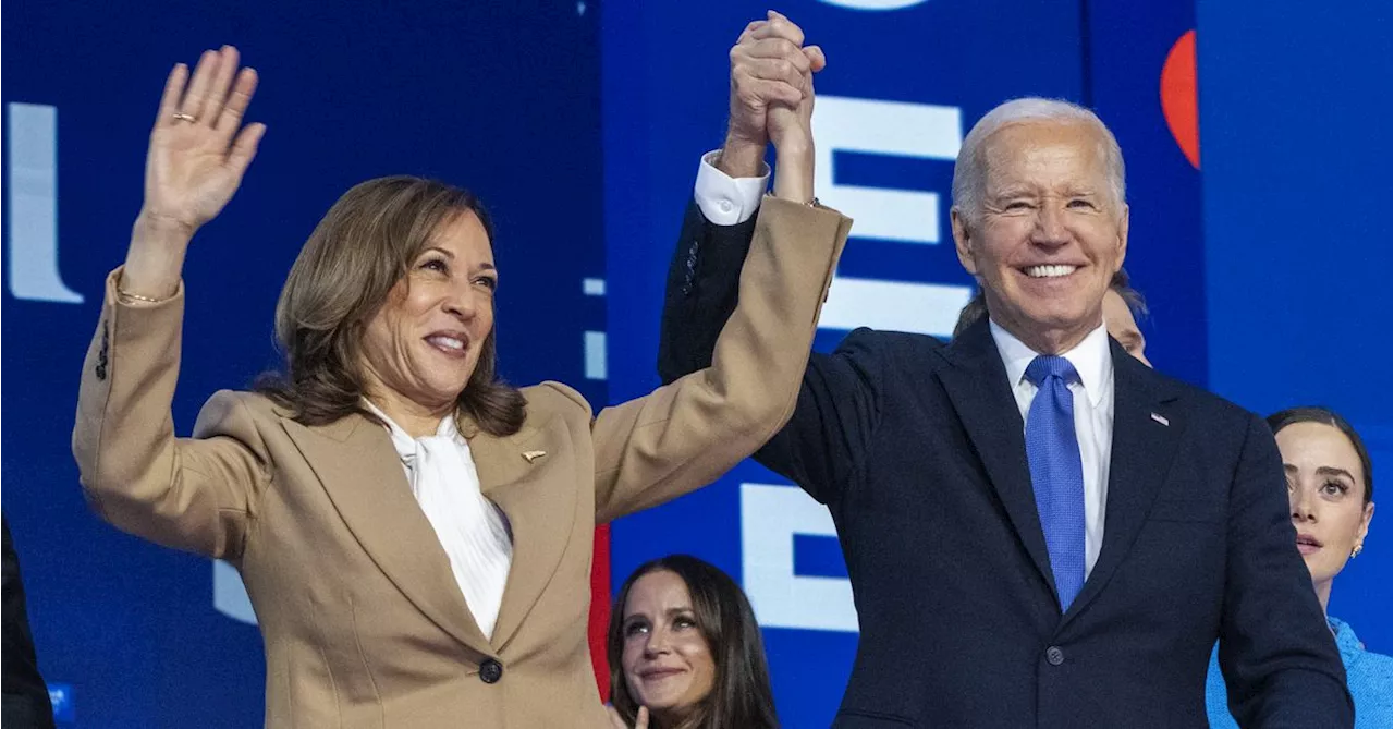 Biden gets a rousing ovation from Democrats as he gives Harris an enthusiastic endorsement