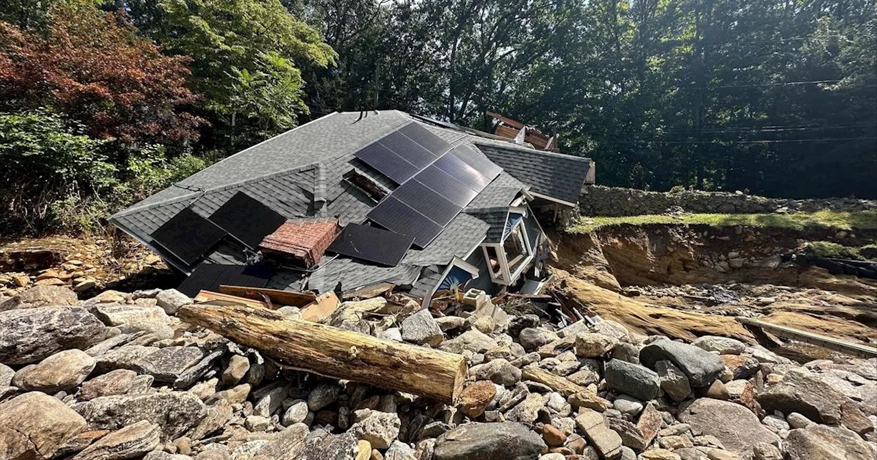 Shocking video shows Connecticut house collapse into floodwaters during Sunday's historic storm