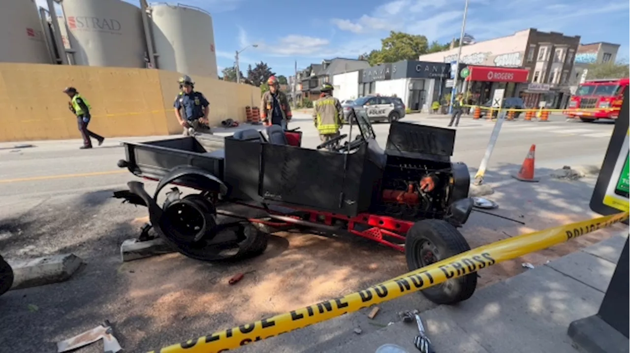 No one seriously injured following spectacular crash in Toronto's Greektown area