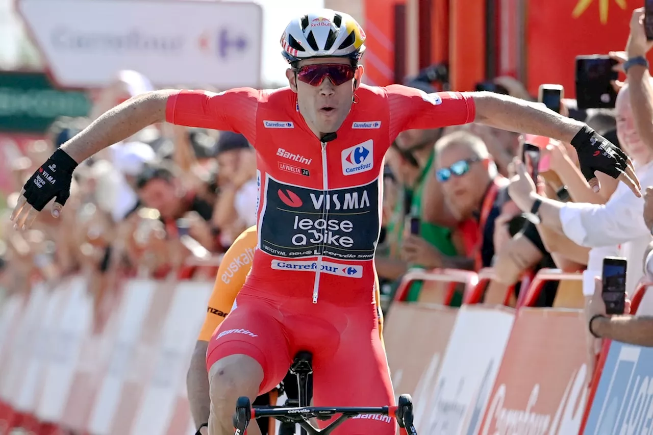 Spanish Vuelta leader Wout van Aert wins third stage in a sprint finish in Portugal