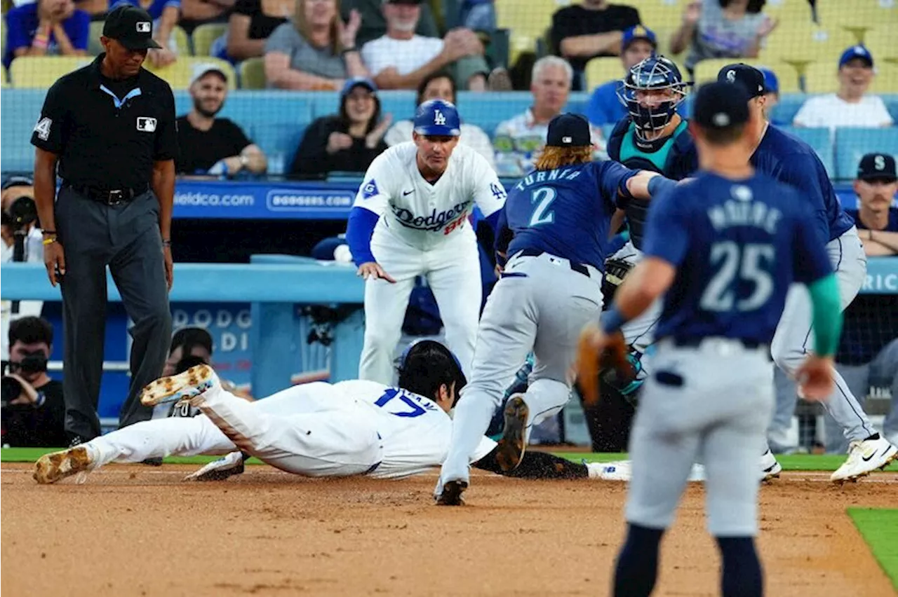 ドジャース・大谷“NINJA顔負け”だ!激レア頭から身をよじらせて帰塁 21戦ぶり第1打席で安打（2024年8月21日）｜BIGLOBEニュース