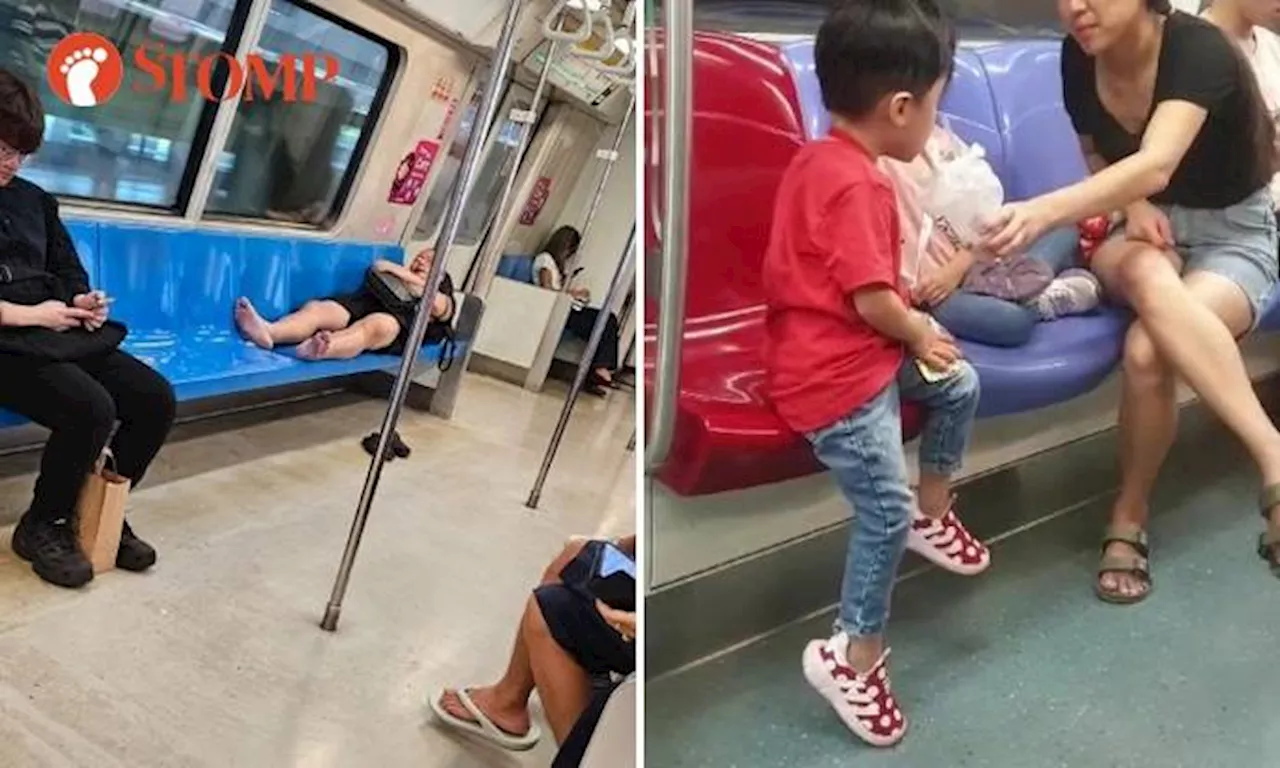Sleeping and drinking on train: Commuters make themselves at home while taking MRT
