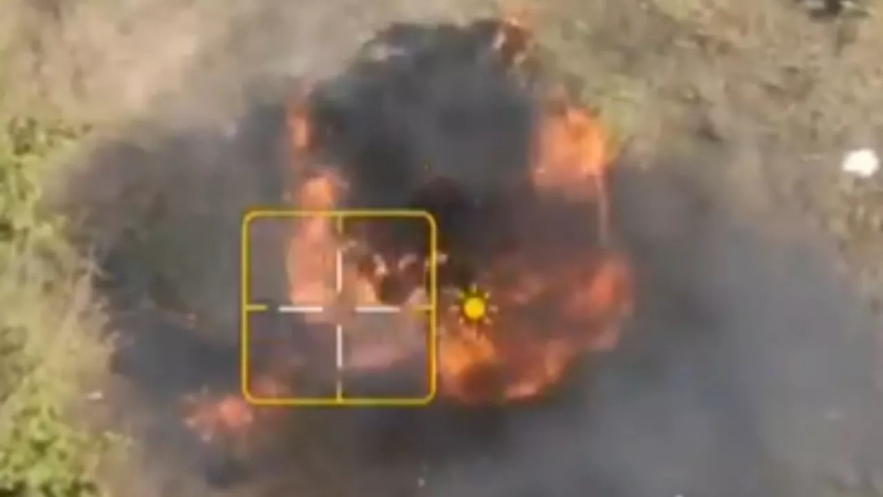 Incredible video shows Ukrainian MiG fighter jet dropping ‘Hammer’ bunker buster bomb on Russian HQ...