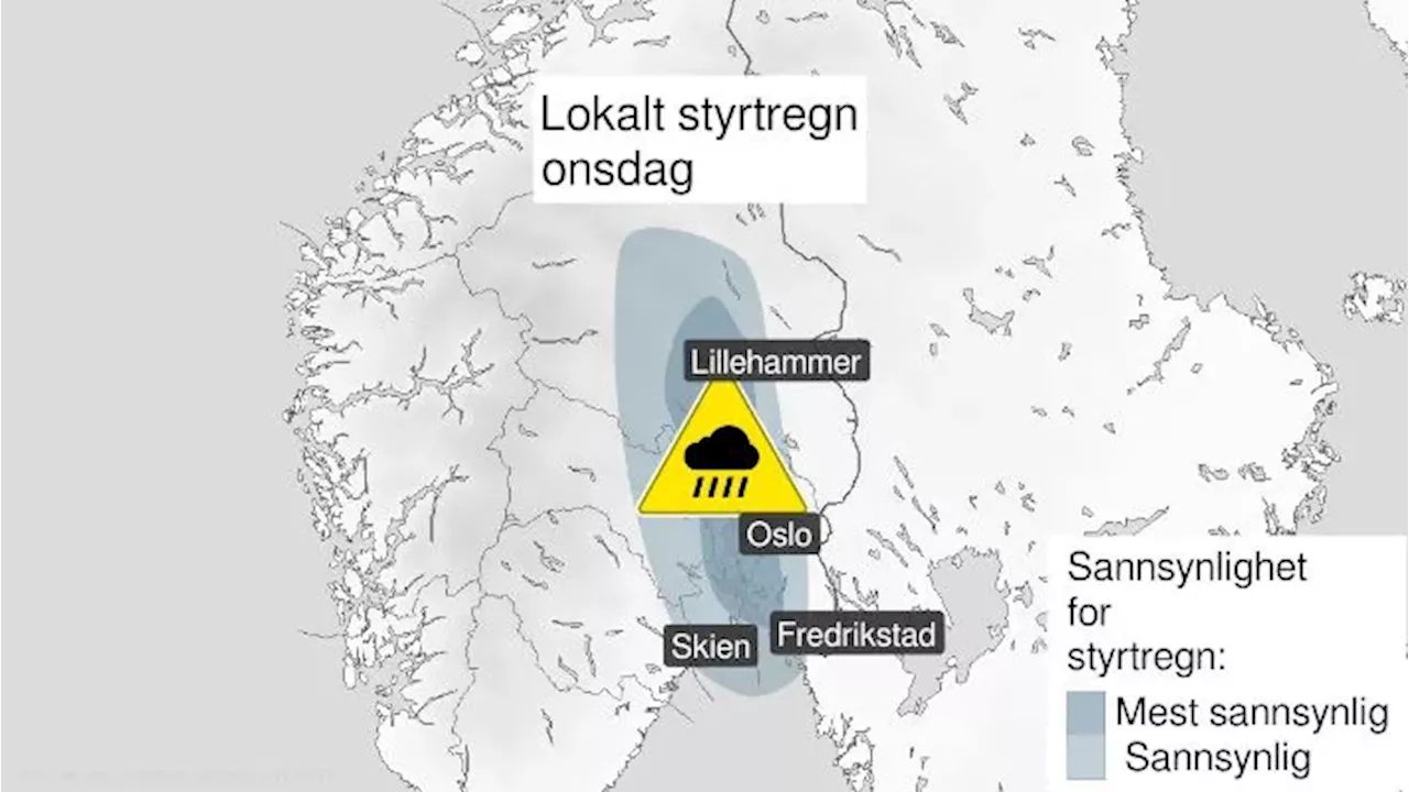 Gult farevarsel for styrtregn