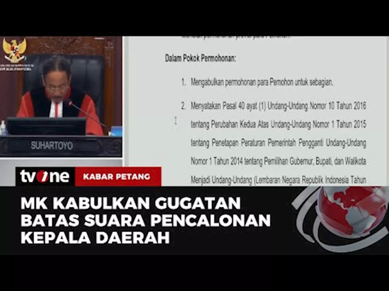 MK Resmi Ubah Ambang Batas (Threshold) Parpol Untuk Pilkada