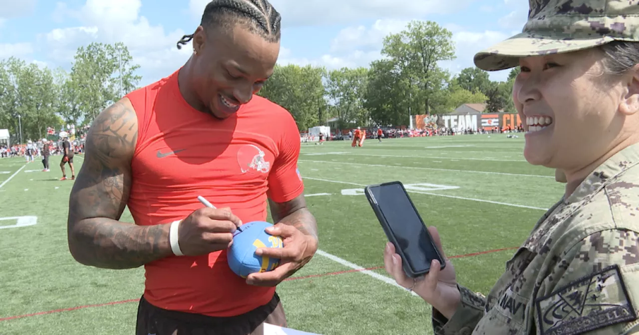 Browns host more than 150 military members at practice for Military Appreciation Day