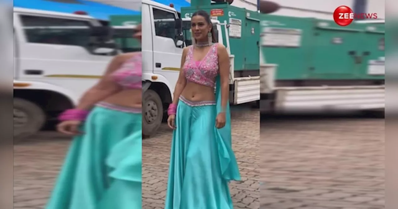 बेबी पिंक चोली और ब्लू घाघरा पहन कातिलाना अंदाज में सेट पर पहुंचीं Nia Sharma, खूबसूरती देख हटाए नहीं हटेगी नजर