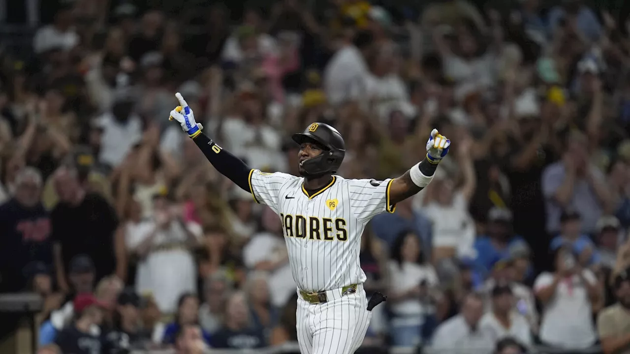 Profar hits a 3-run homer as the Padres rally past the Twins 7-5