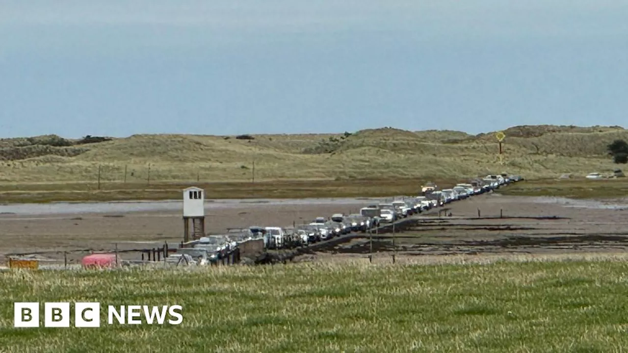 Major tailbacks on Holy Island tidal causeway after crash