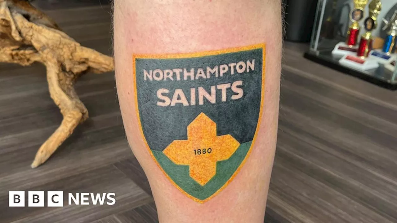 Northampton Saints fan takes pains to keep tattoos up-to-date