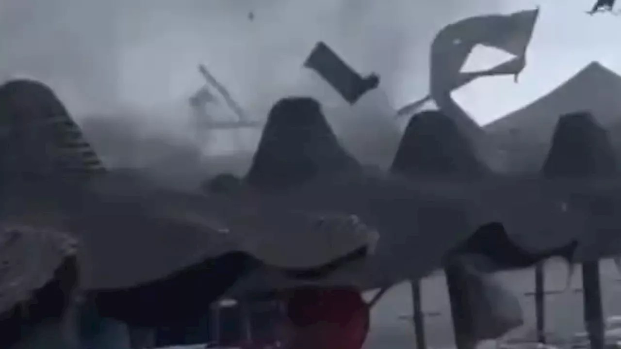 Terrifying moment tourists flee as waterspouts hit Italian coast