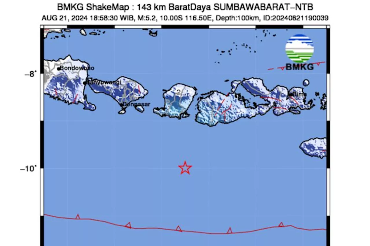 Gempa Bumi Magnitudo 5.2 Guncang Sumbawa NTB, BMKG Tidak Berpotensi Tsunami