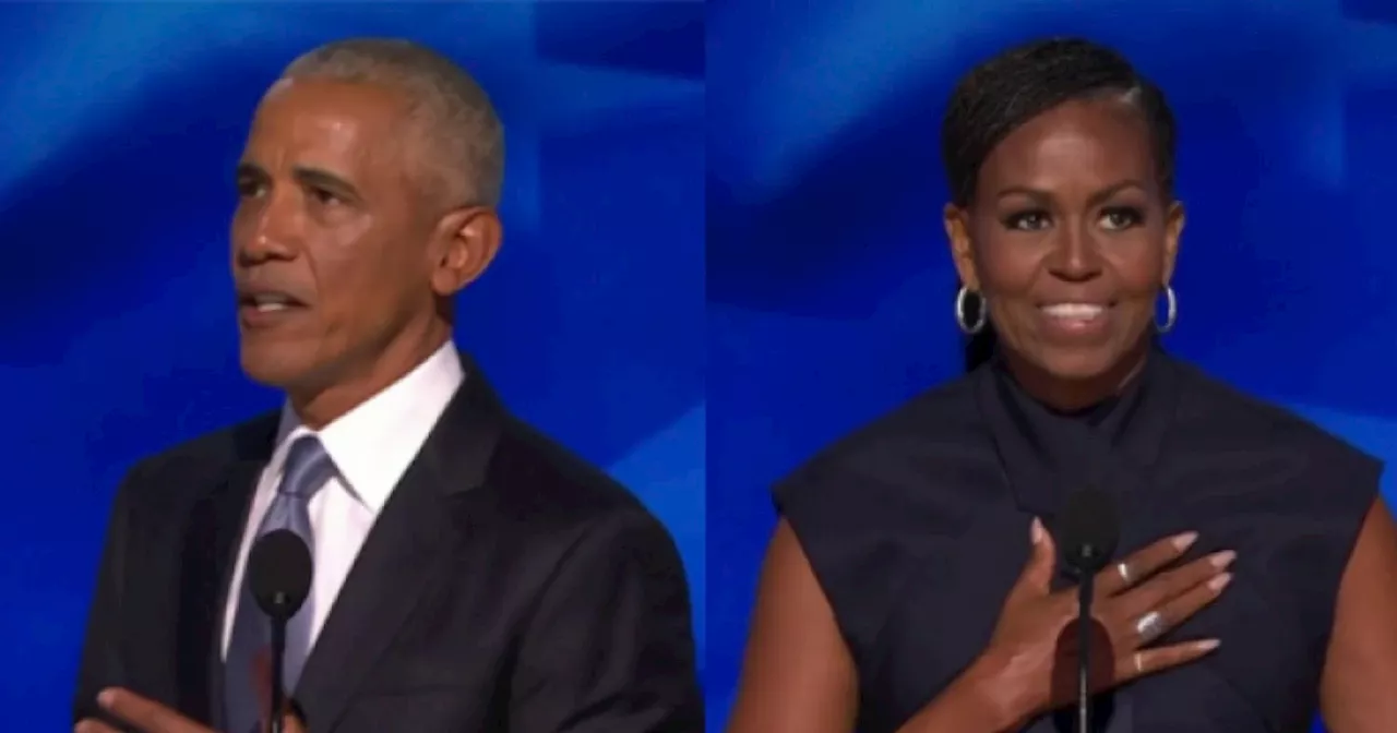 Barack and Michelle Obama speak at the Democratic National Convention on Thursday