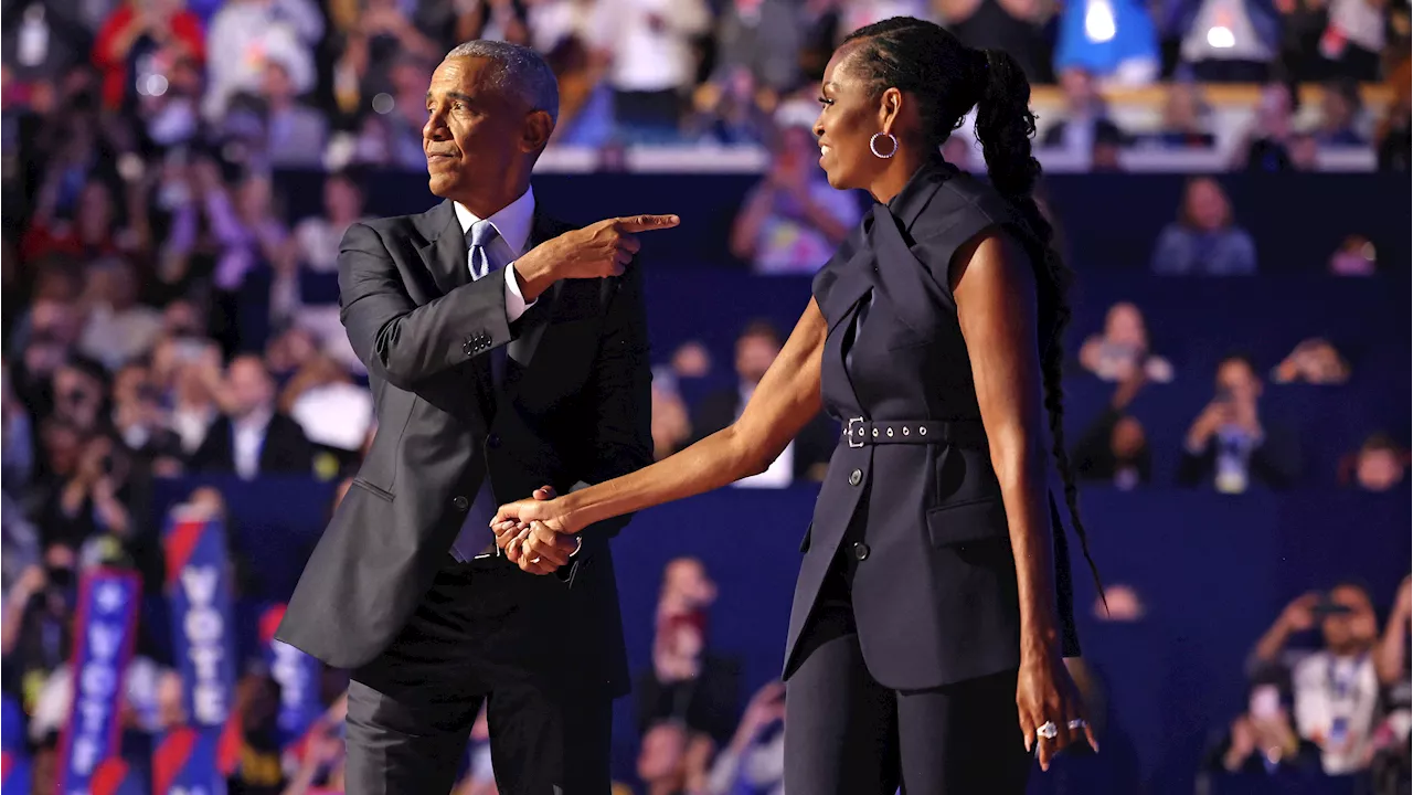 Obamas close DNC's second night with a rousing Harris endorsement and pointed warnings about Trump