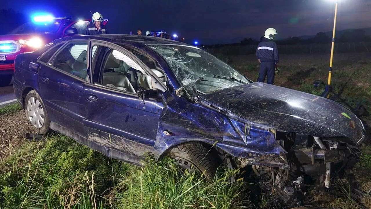 Autolenker krachte gegen betonierten Abwasserdurchlass