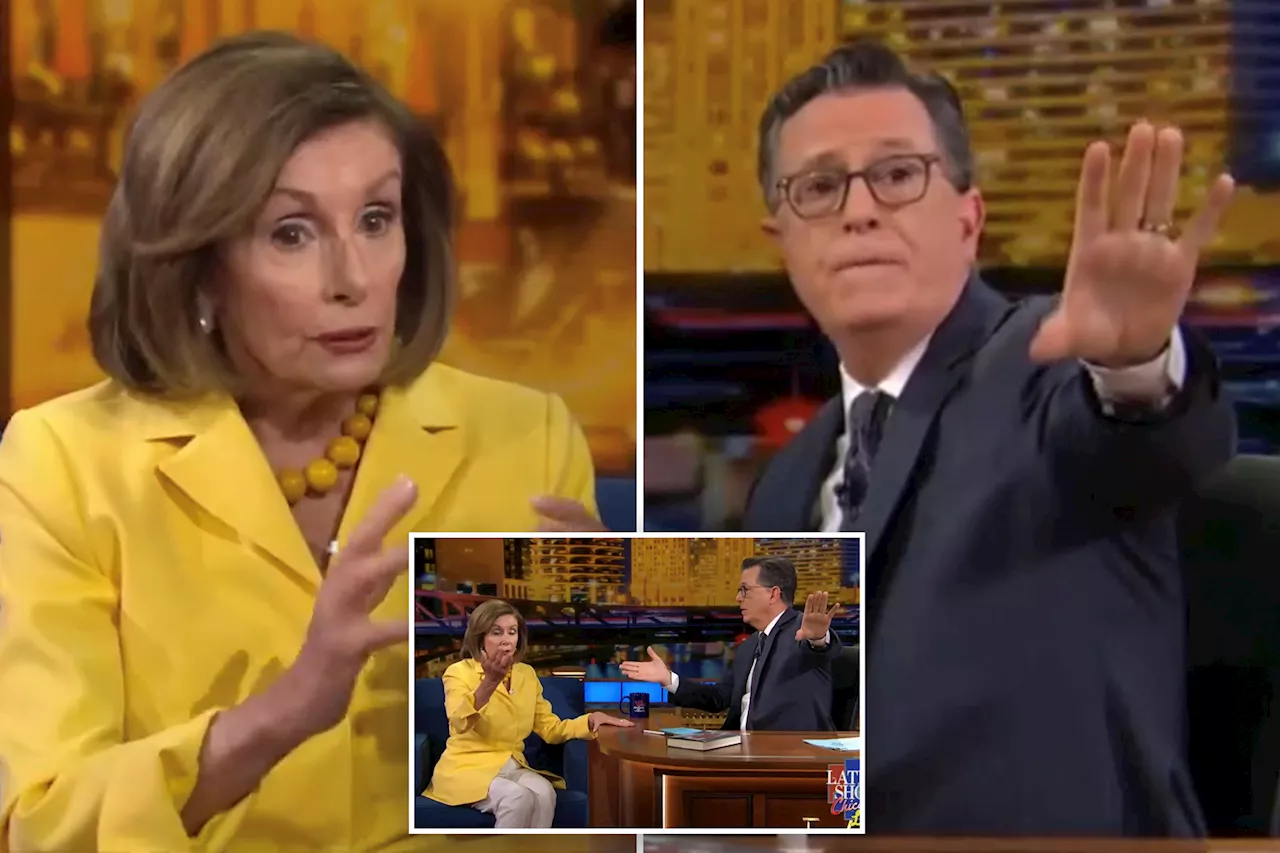 Anti-Israel protesters interrupt Nancy Pelosi's 'Late Show' interview with Stephen Colbert outside DNC