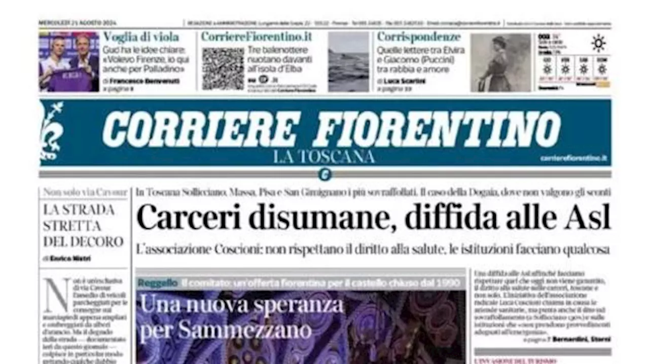 Il Corriere Fiorentino apre con le parole di Gudmundsson: 'Volevo Firenze'