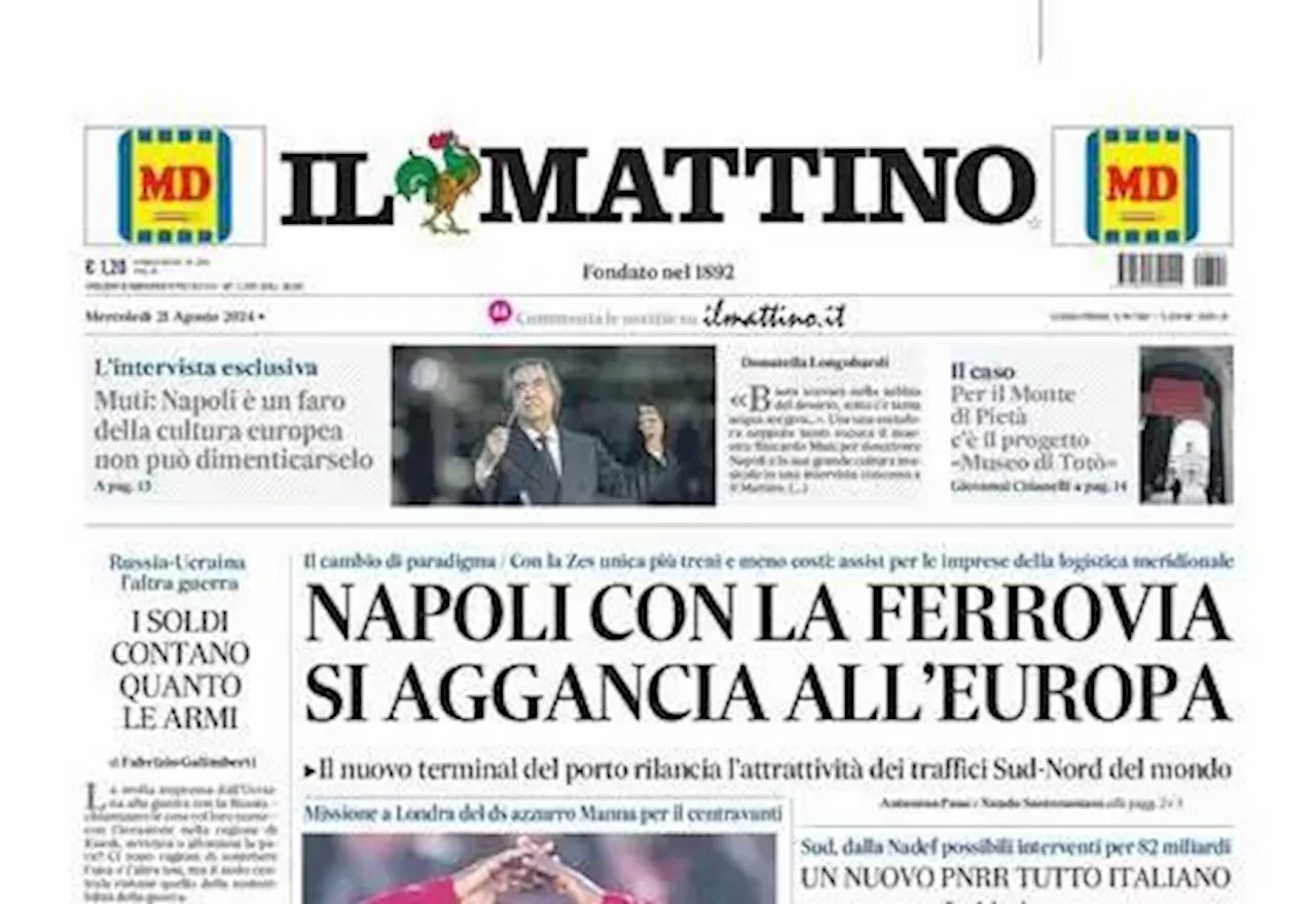 Il Mattino in apertura: 'Sprint Lukaku: 10 milioni dividono Napoli e Chelsea'