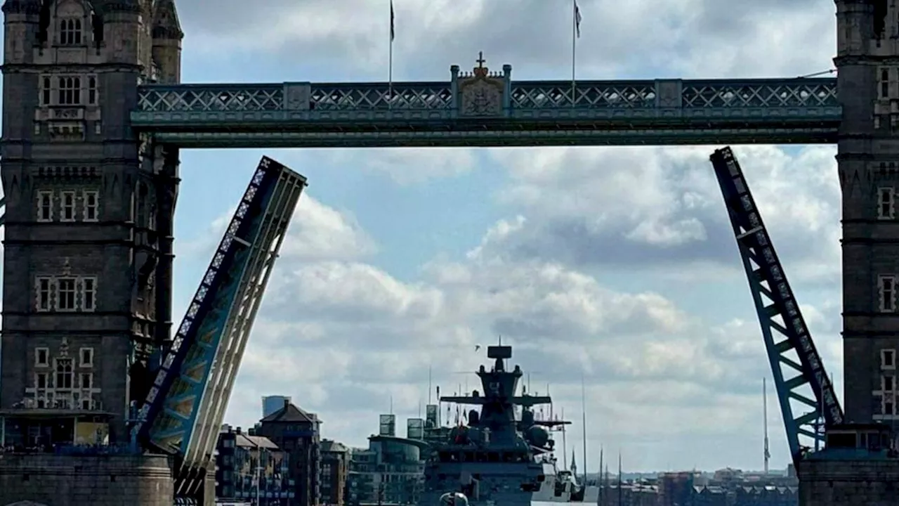 German warship blasts the Darth Vader theme on the Thames