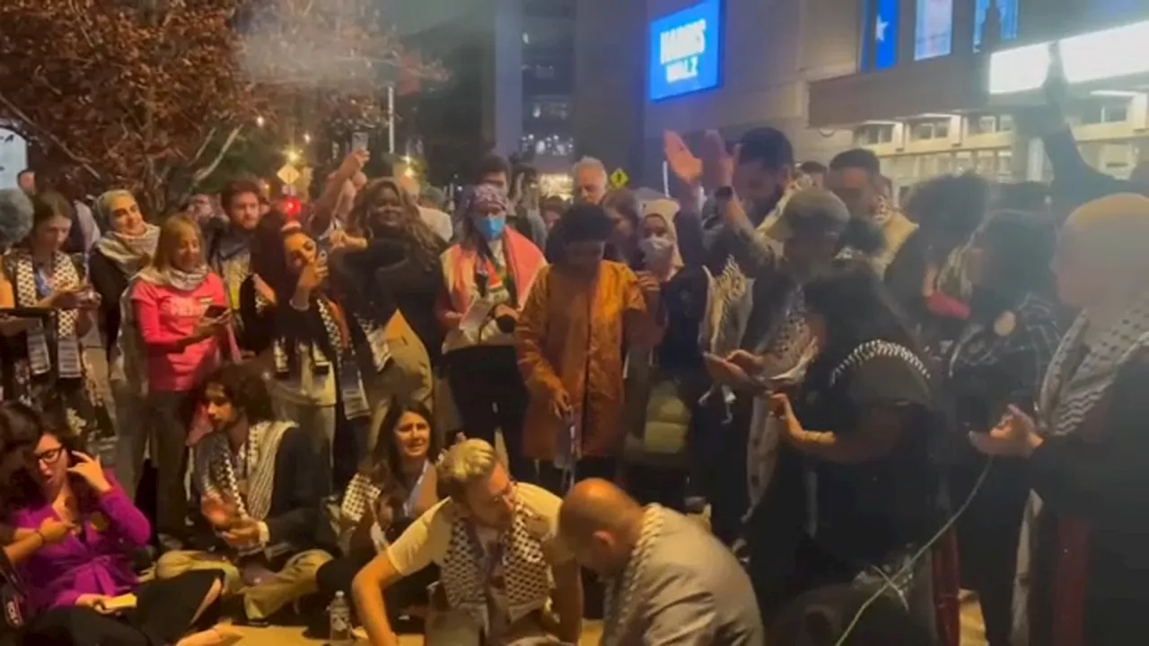 Uncommitted DNC delegates staging sit-protest in outside United Center