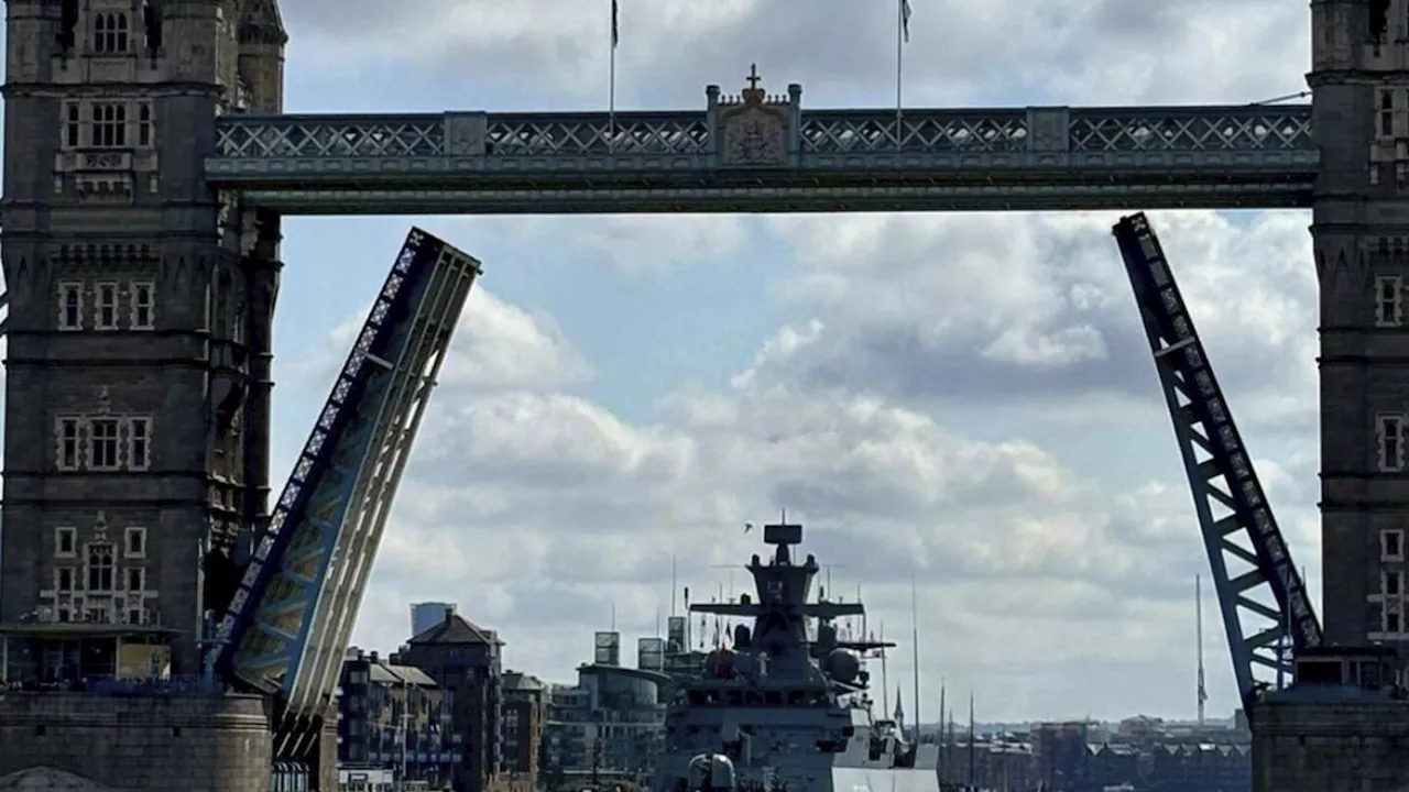 A German warship blasted the Darth Vader theme on the Thames. 'No deeper message,' Navy says.