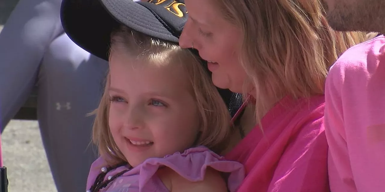 Community hosts pink parade for young Perry Township girl who was diagnosed with a brain tumor