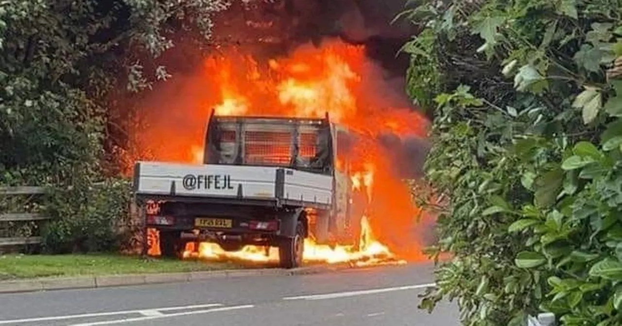 'Abandoned' van bursts into fireball near Scots supermarket as SFRS tackle blaze