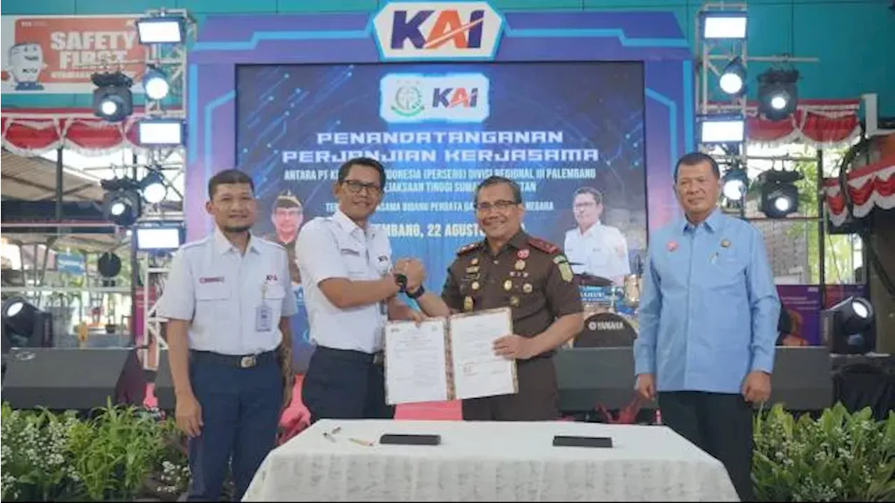 KAI Divre III Palembang Tandatangani Kerja Sama dengan Kejaksaan Tinggi Sumatra Selatan