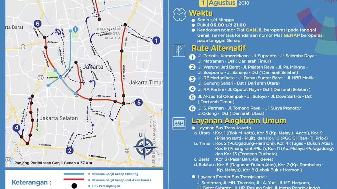 Ganjil Genap Berlaku Senin Sampai Minggu, Pukul 06.00-21.00 WIB