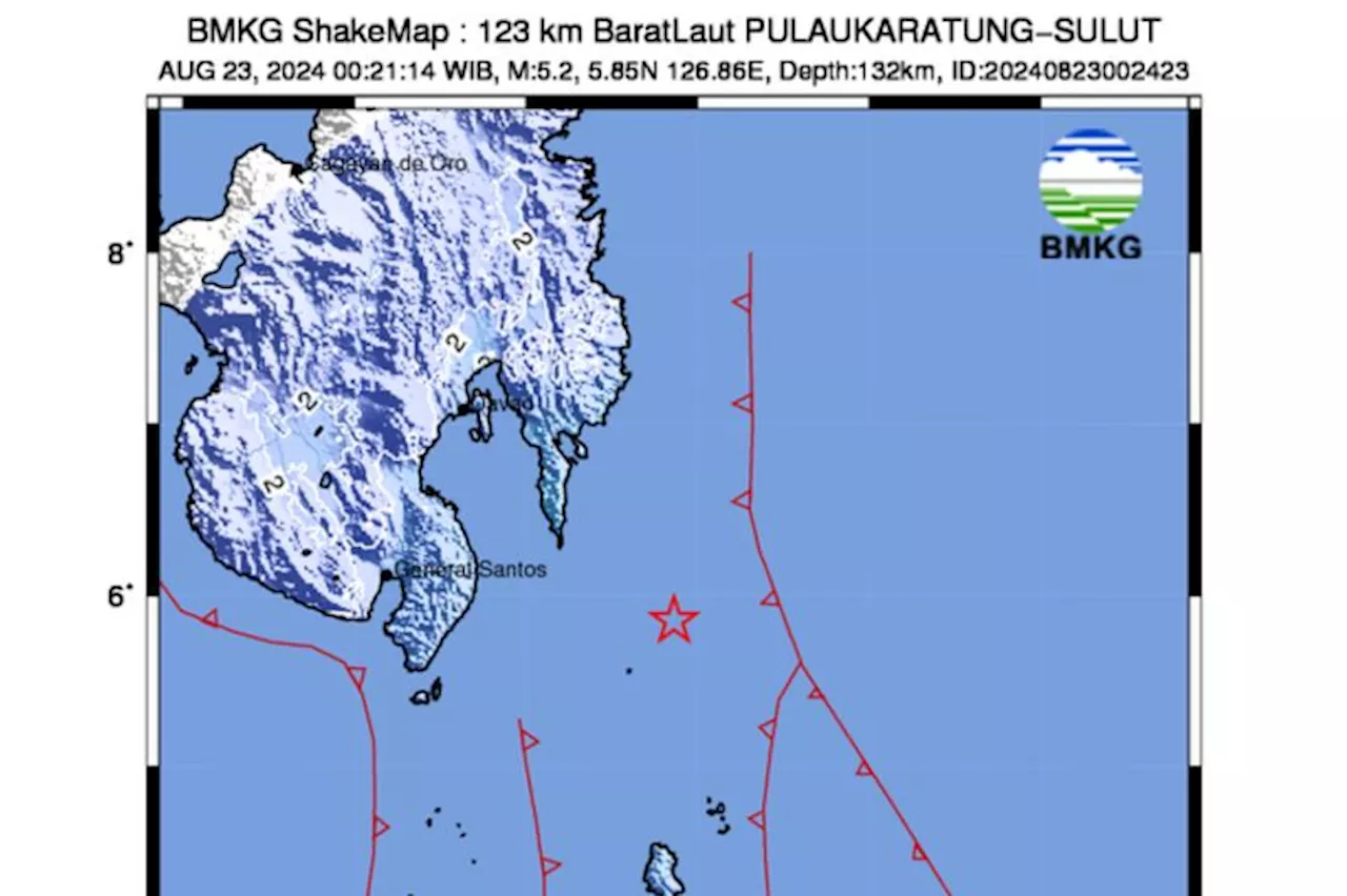 Gempa Bumi M 5.2 Guncang Pulau Karatung Sulawesi Utara