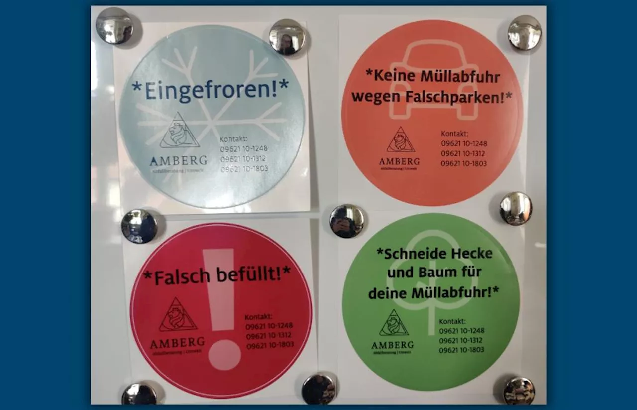 Sticker in vier Farben: So signalisiert die Stadt Amberg künftig Probleme mit der Müllabfuhr