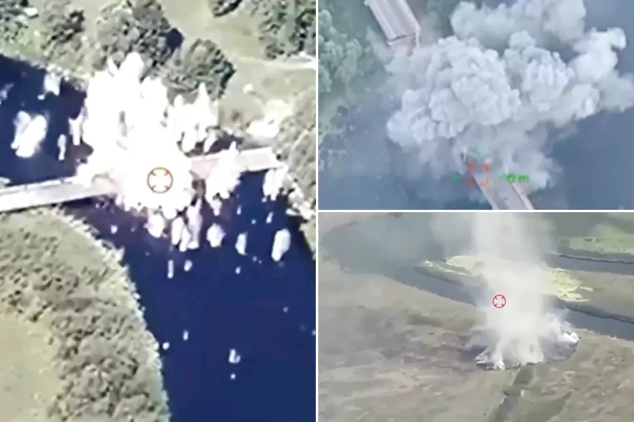 Moment Ukraine destroys Russian bridges in Kursk with US-made weapons