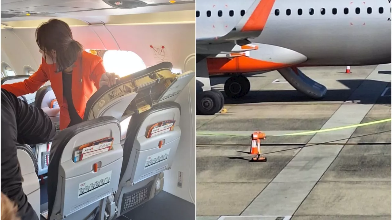 Shocking scenes as man pulls emergency door open minutes after landing