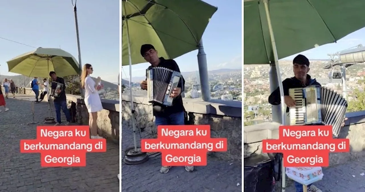 M'sian Pleasantly Surprised as Street Performer in Georgia Performs 'Negaraku' on the Accordion for Her